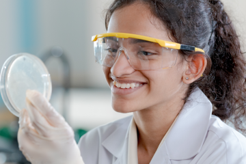 female student in lab