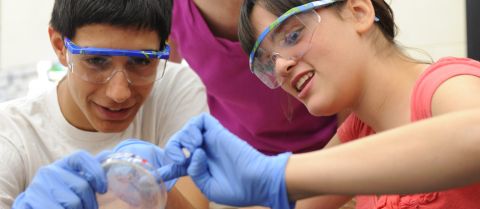 Estudiantes trabajando en el laboratorio